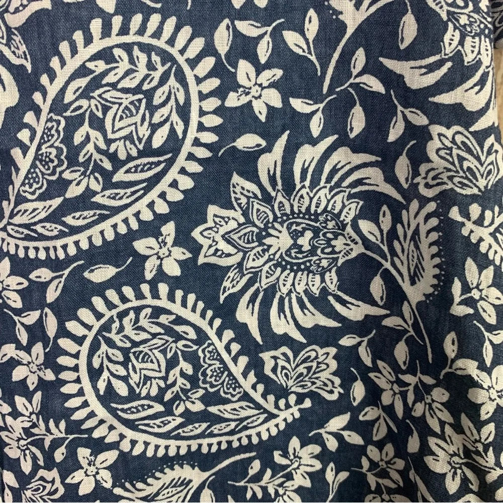 Sigrid Olsen Blue and White‎ Casual Button Down 100% Linen Shirt - Picture 3 of 7